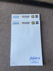 Zoloft 2 Full Size Note Pad Pharmaceutical Drug Rep Collectible Promo Unique 🌞