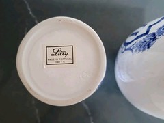 2 Vintage Lilly Pharmaceuticals-Apothecary Jar 1989 Blue/White Pottery Portugal
