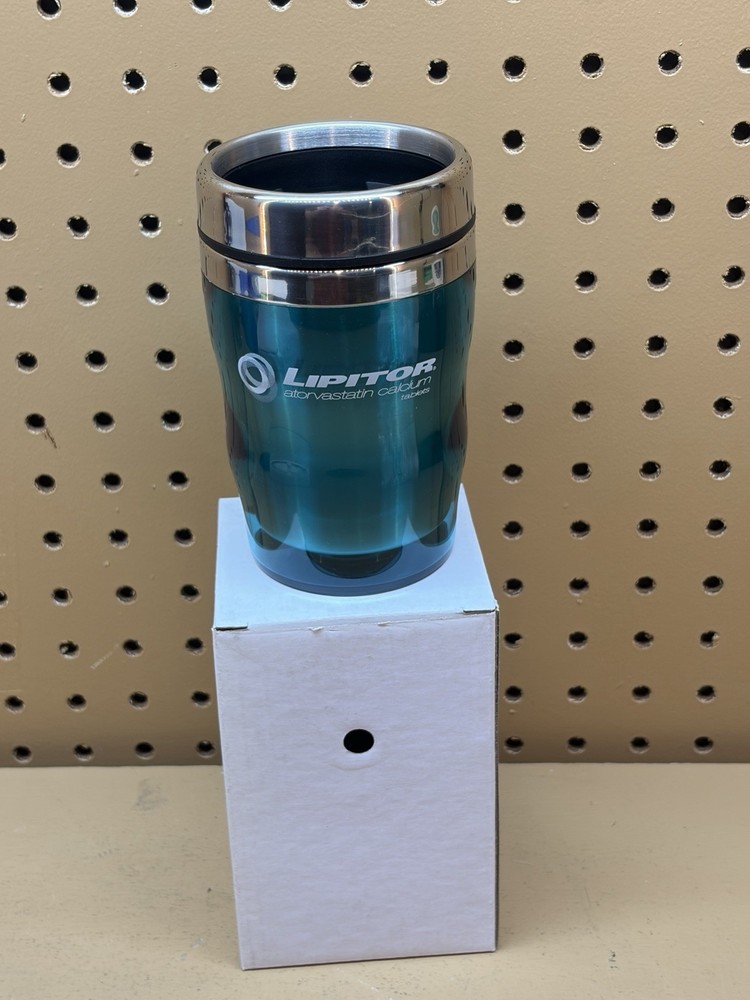 LIPITOR Teal Pharmaceutical Travel Mug Drug Rep Advertising Cholesterol