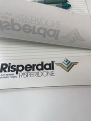 Lot of 2 Risperdal Medical Drug Rep Pharmaceutical Pens White Green And Notepad