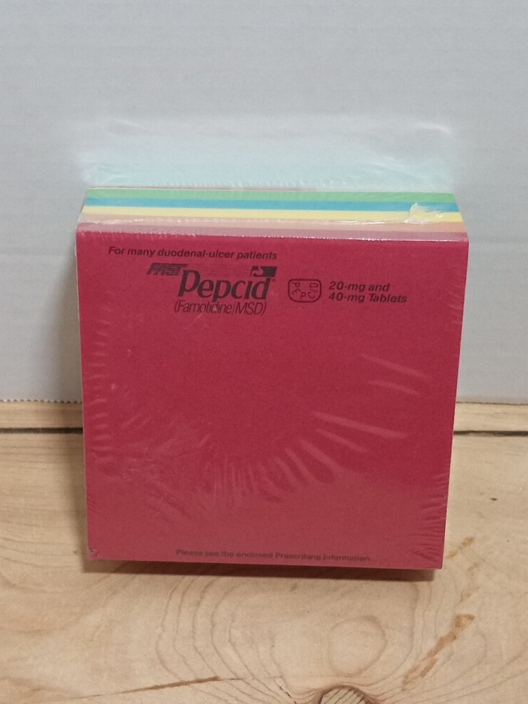 Rainbow Colors Post It Paper Sticky Note Pad Vintage Pepcid Drug Advertising