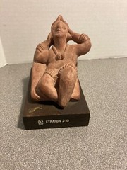 Etraphon Drugs Clay Advertising „Portrait of Anxiety/Depression“ Statue on Wood