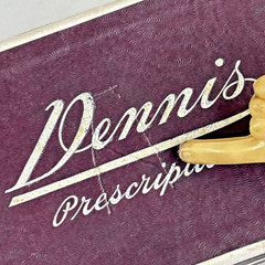 Vintage Dennis Drug Store Pharmacy Prescription Pill Box Cardboard Hinged Lid