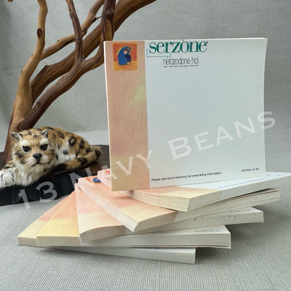 6 pads Serzone Post-It Notes Vintage Drug Rep Swag Nefazodone