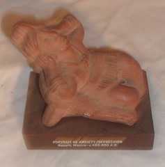 ETRAFON PORTRAIT OF DEPRESSION / ANXIETY TERRACOTA FIGURE IN GOOD CONDITION