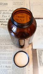 Vintage Amber Glass Brown Jar Apothecary Pharmacy Bottle w/ Bakelite Lid – 6.5″