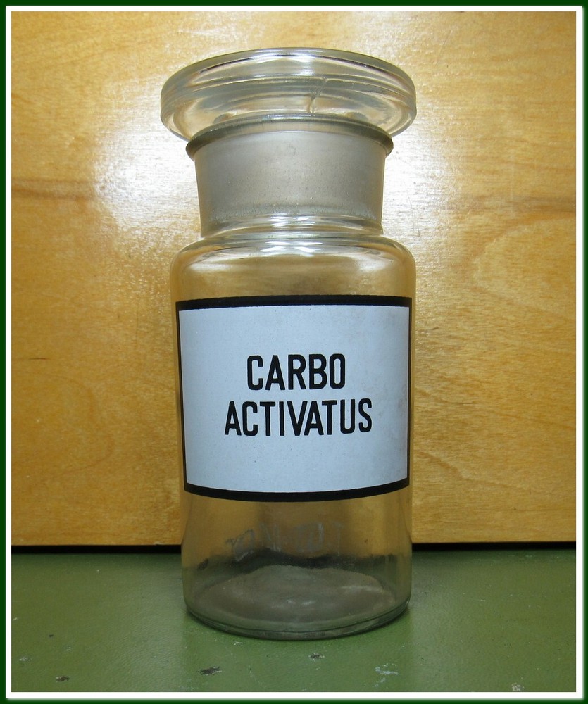 Vintage Medical Science Glass Bottle,Germany,CARBO ACTIVATUS