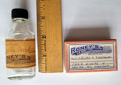 Lot of 2 Vintage Roney’s Pharmacy Medicine Wolcott NY Wayne Bottle Advertising