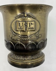 VINTAGE BRASS MORTAR & PESTLE 150TH ANNIVERSARY SCHERING STAMPED W/Orig Booklet