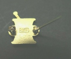 REXALL MORTAR PESTLE PIN HONOR AWARD PHARMACY ADVERTISING VINTAGE ENAMEL METAL