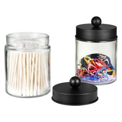 SheeChung 3-Pack Black Glass Apothecary Jars – Rust-Proof Stainless Steel Qti…