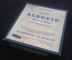 ANTIQUE medical pharmaceutical „ALBUCID-SHERING-BERLIN“-unopened box w.5 amp.