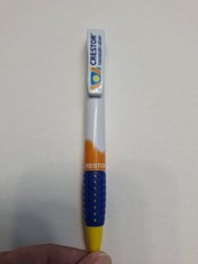 Crestor Drug Rep Pen Black Ink Works Blue Comfort Grip Yellow Tip