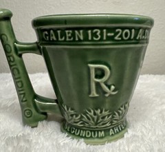 Schering Coricidin RX Pharmaceutical Promo Coffee Mug Green Galen 131-201 A.D.