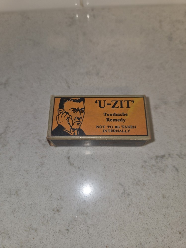 Vintage U-ZIT TOOTHACHE DROPS with Original BOX and Bottle