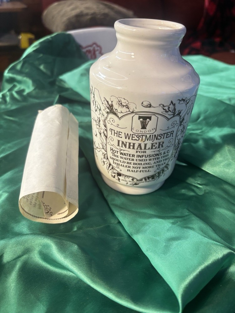 Vintage LILLY PHARMACY WESTMINSTER INHALER CERAMIC JAR Replica of 1880 Model