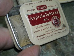 2 Vintage McKessons aspirin tablets tins slide top 1 7/8 X 1 7/16