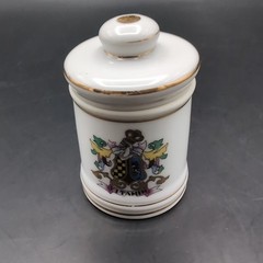 VTG Porcelain Apothecary Jar Vitamin Gold Trim DOM