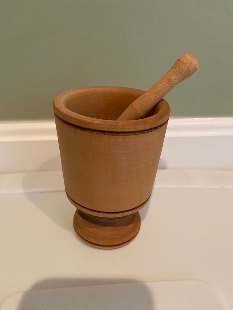 Vintage Wooden Mortar and Pestle 4.5″