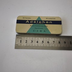 Vintage CIBA Adelphan Medical Empty Tin Box from High Blood Pressure Pills #6205