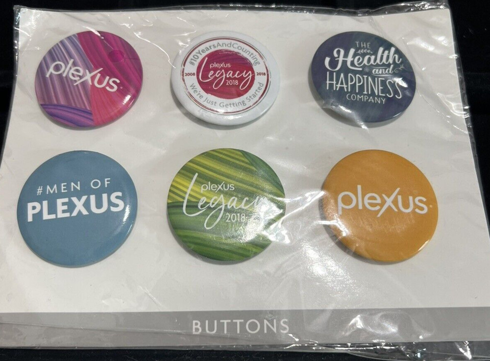 Plexus Pharma Promo Buttons Advertising 10 Year Anniversary 2018 6 Piece Set