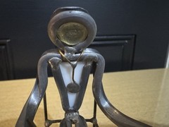 Vtg Carl Goeller Doctor Industrial Note Holder Metal Medical Sculpture Office