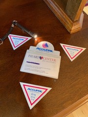 Drug Rep Accupril Flashlight, magnetic business card holder, and 3 magnets.