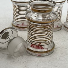 4- VTG WW2 APOTHECARY Jar Glass Medical Canister Winged United Logo Medicinal