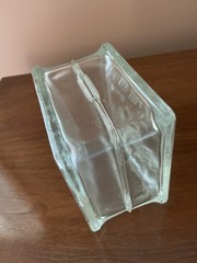 1950’s PEOPLES DRUG STORES HEAVY GLASS BLOCK ADVERTISING COIN BANK SAVINGS CLEAN