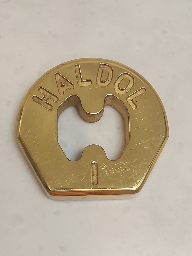 HALDOL Brass Paper Weight Vintage Pharmaceutical Promotional 2.75″x2.25″