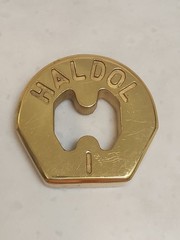 HALDOL Brass Paper Weight Vintage Pharmaceutical Promotional 2.75″x2.25″