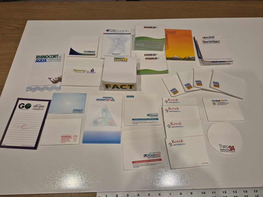 Lot Vtg Variety Parmaceutical Drug Sticky Note Pads Effexor Amaryl Rynatan Ketek