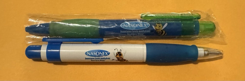 2 Nasonex & Asmanex Pharmaceutical Advertising Collectible Promo Ballpoint Pen