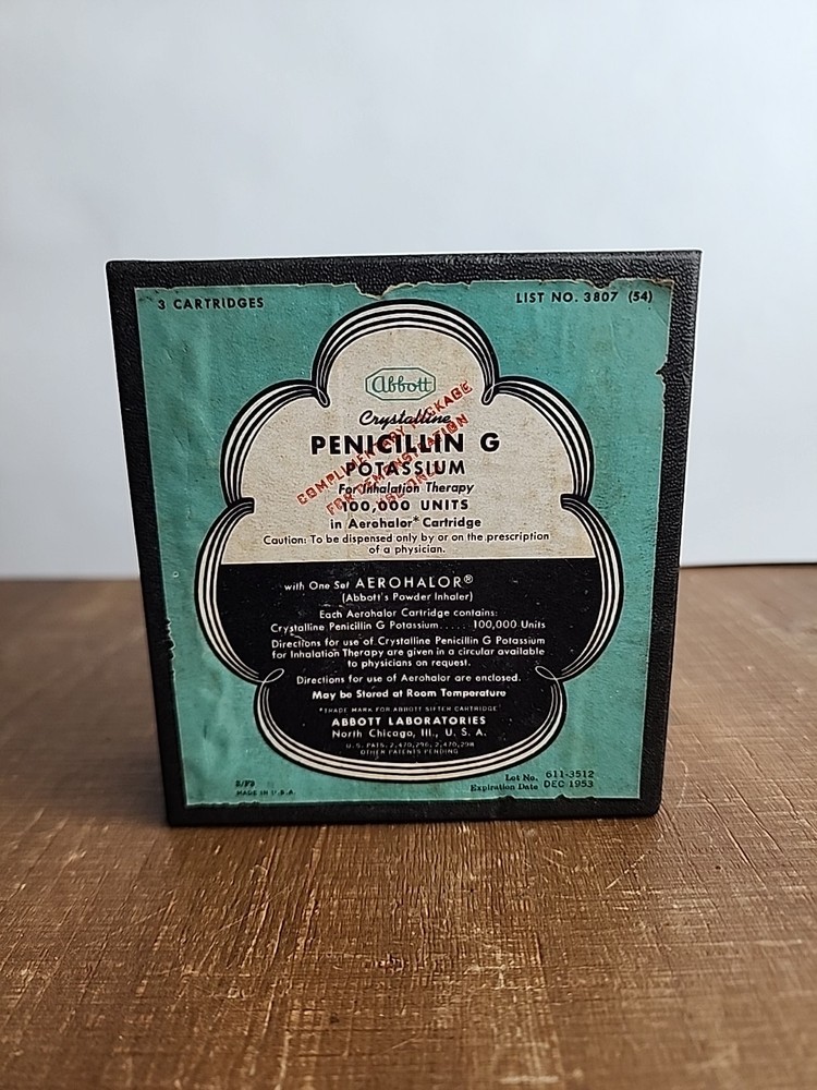 Vintage 1953 Abbott Laboratories Penicillin G Aerohaler Cartridges NO VIALS