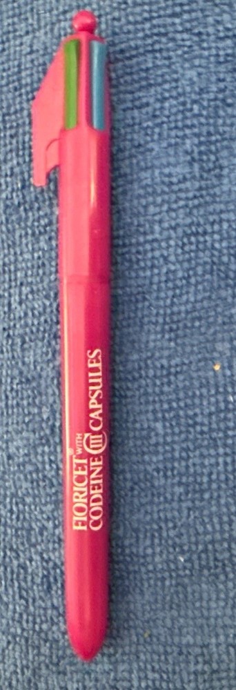 RARE! Fioricet Drug Rep Pharmaceutical 4 color pen Plastic Purple Promo P3
