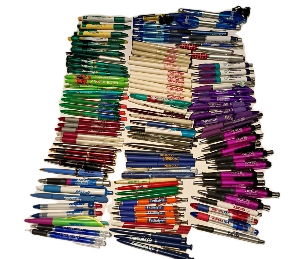 Pharmacy Drug Rep Advertising Mixed Pen Lot of 108 Instant Desk Drawer Full