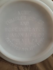 Vintage Acme Milk Glass Tumbler Cover Dose Indicator Spoon Holder 1896