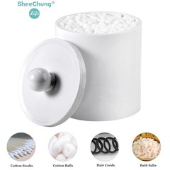 SheeChung 6 Pack White Acrylic Apothecary Jars – Shatterproof Qtip Holder Dis…