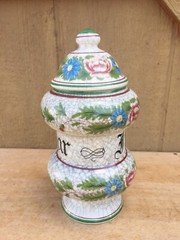 Vintage Pharmacy Apothecary Jar Itnao Agar Crackle Glaze Japan 9″ Hand Painted