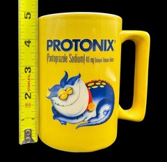 Protonix Ceramic Coffee Mug Pharmaceutical Promotional IV Medication Yellow 16oz