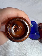 Vtg Lot Of 4 Cobalt Blue & Brown Drug Store Pharmaceutical Bottles Bromo Seltzer