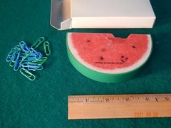Watermelon 5X3X1″ Magnetic Paper Clip Holder & Clips Evoxac Pharma Drug Rep NIB
