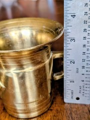 Vintage Brass Mortar & Pestle 3 1/2″ Tall & In Diameter. 6 1/4″ Pestle