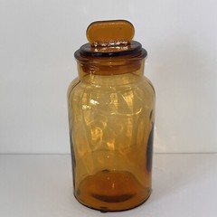 Antique Amber Pharmacy Drug Store Glass Apothecary Jar Bottle Marked 1000 8.5”H