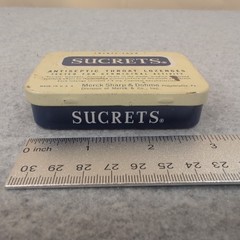 Vintage SUCRETS Antiseptic Throat Lozenges Tin Merck Sharp & Dohme Collectible