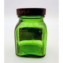 Vintage Goose Creek Pharmacy Green Glass Bottle With Original Label