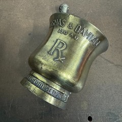 Vtg CORICIDIN Advertising Motor & Pestle Apothecary / Pharmacy – Cosmas & Damian