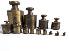 Vintage Ohaus Brass Calibration Weights Set – 13 Pieces with Original Holder