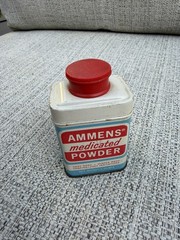 RARE vintage 1960s AMMENS Medicated Powder TIN can pharmaceutical GROVE LABS med