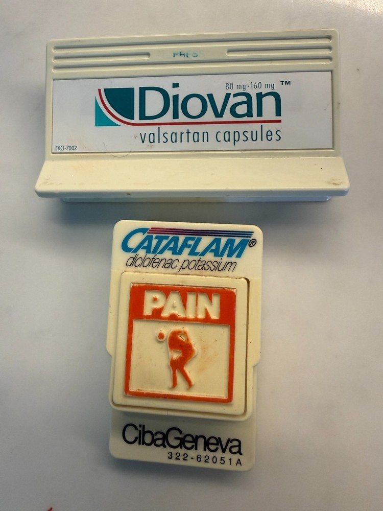 Vintage 1990s Pharma Drug Rep Magnet Lot – Diovan Valsartan & Cataflam CibaGenev